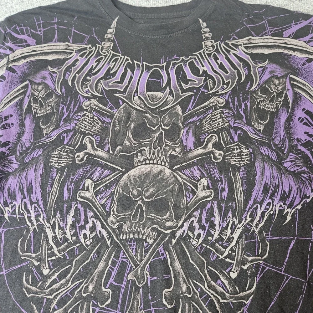 Affliction Mens Tshirt Size XL Graphic Print Darkness Falls Mall Goth Streetwear - Picture 1 of 6
